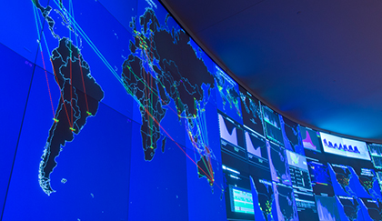 wall with screen with map