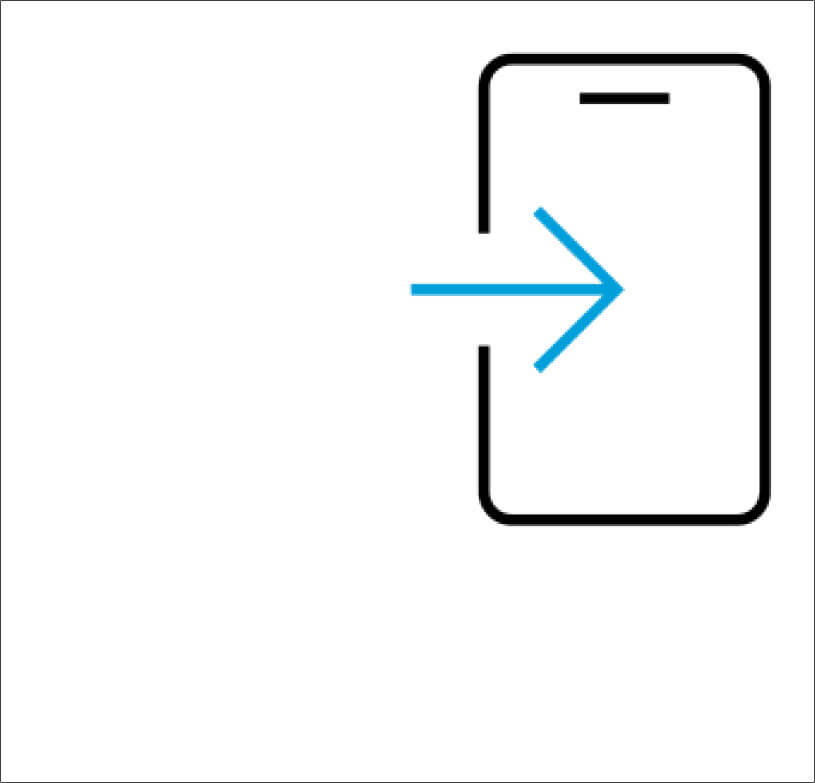 Cell phone icon with arrow pointing to screen