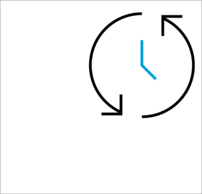 Clock icon with arrows going around in a circle