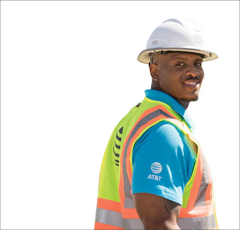 Male technician turned and smiling