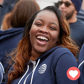 Female employee smiling and laughing