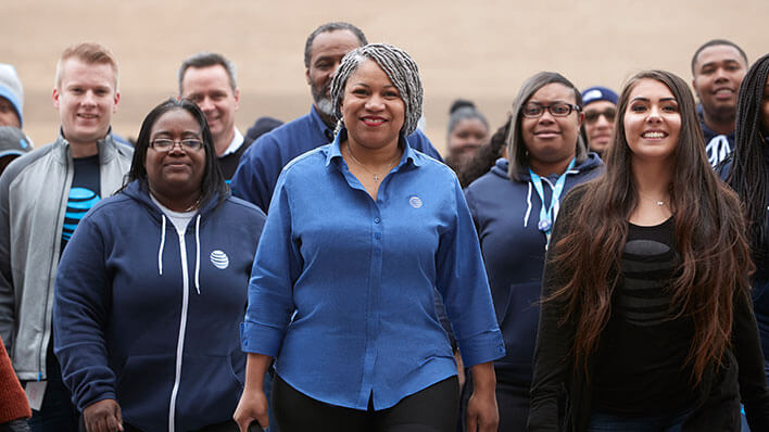 AT&T Employees standing together and smiling