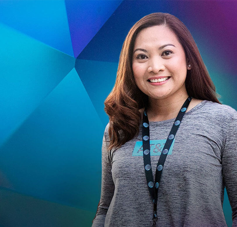 Female Asian employee smiling