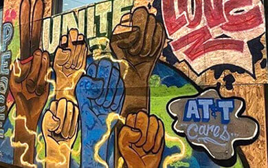 Artwork of clenched fists