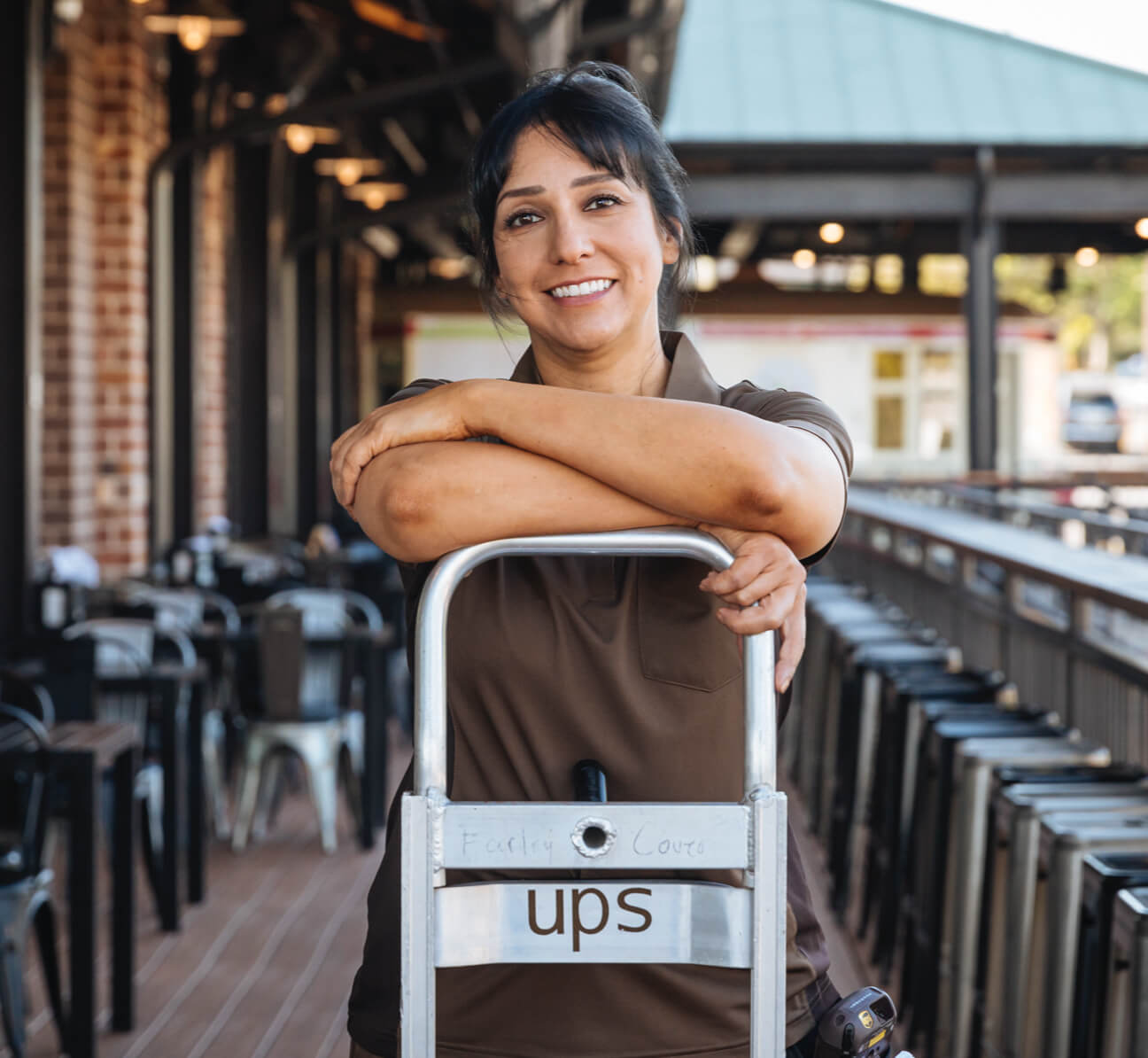 UPS worker smiling