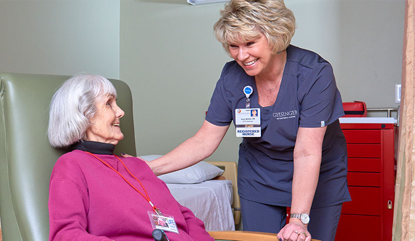 Nurse talking with patient