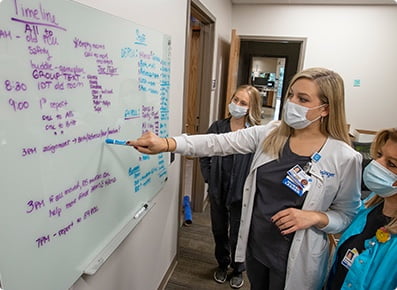 People working at whiteboard