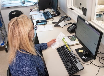 Woman working on a computer