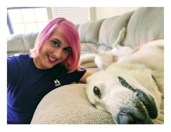 Headshot of Hallie and her dog