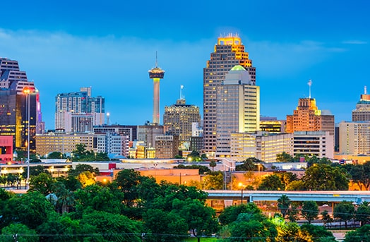 Tall buildings showcasing the skyline of San Antonio, Texas