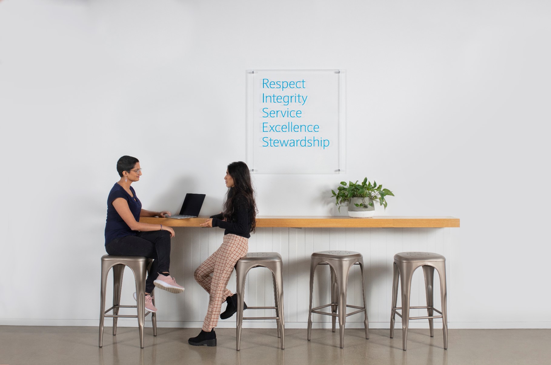 a woman and a man in an office