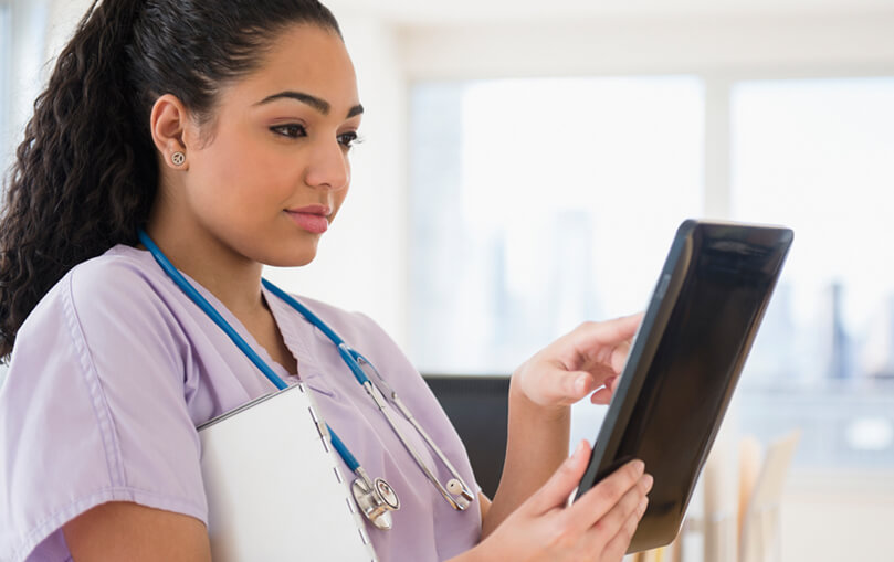 Nurse on tablet