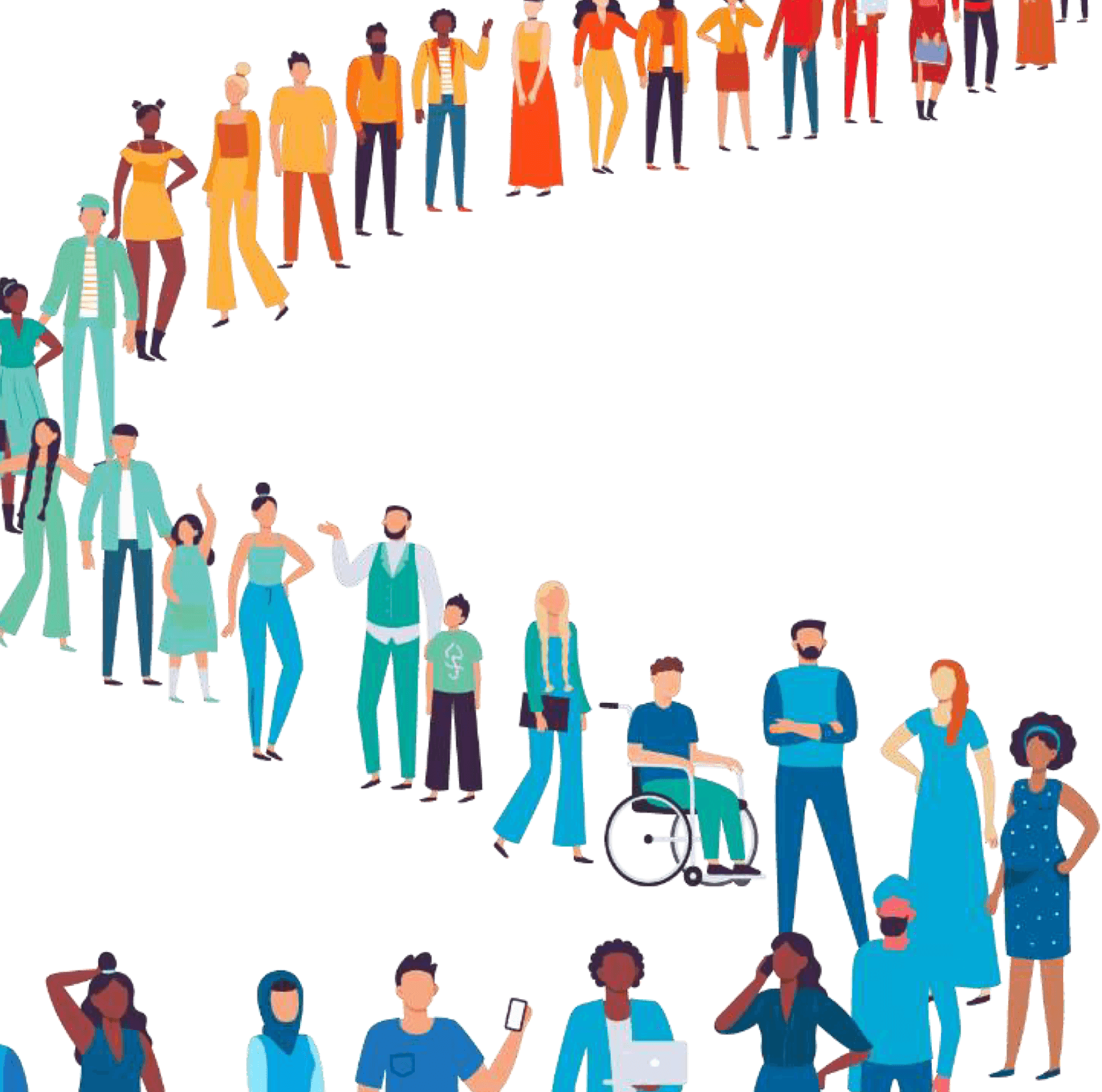 illustration of a line of diverse individuals