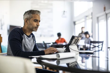 Employee working on tablet