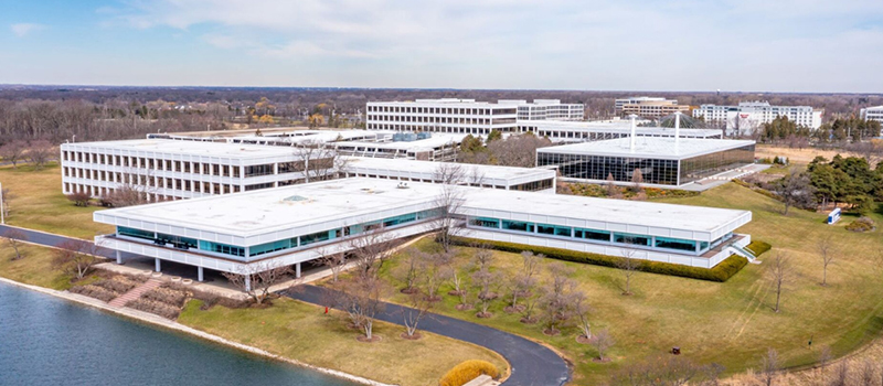 Aerial view of a Baxter building