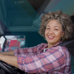 woman behind steering wheel