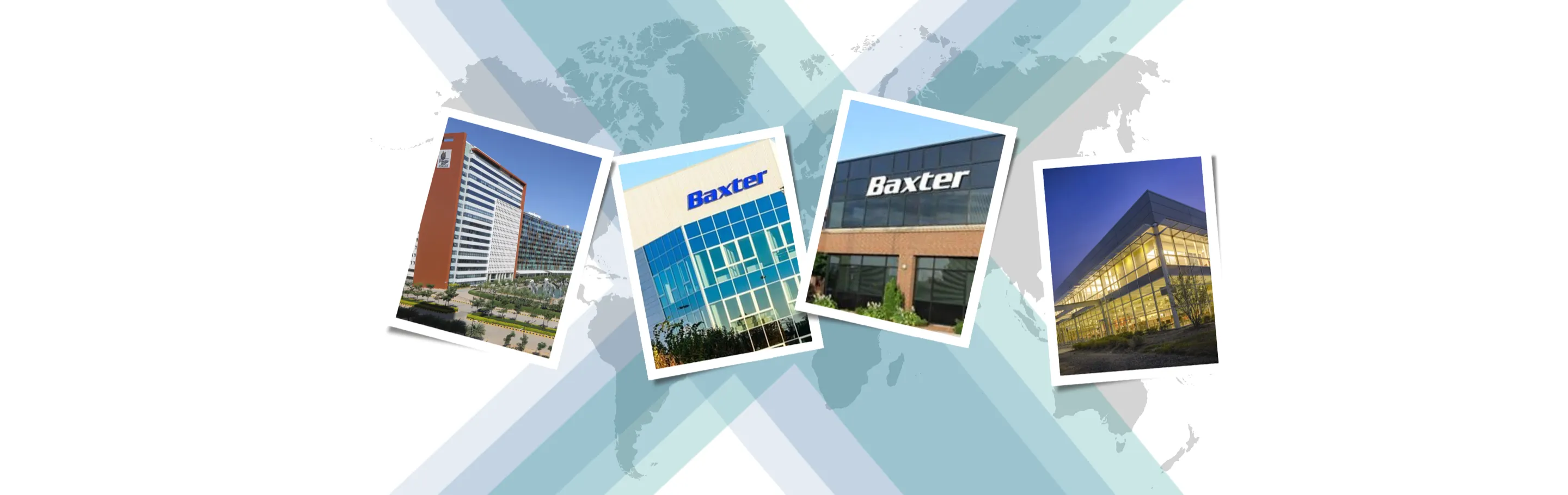 Picture of four different Baxter buildings around the world