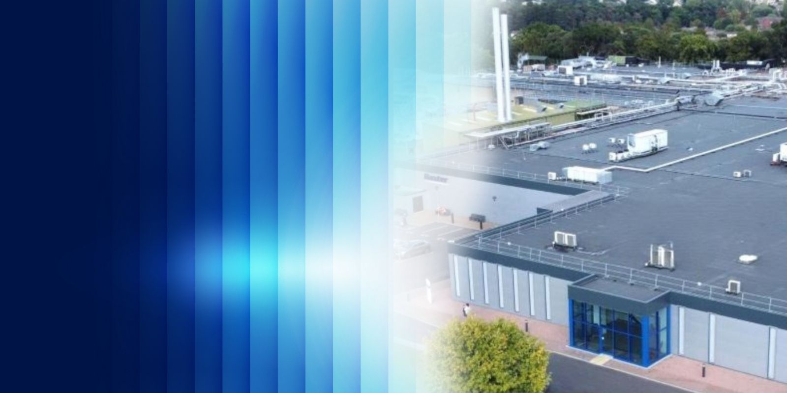 Aerial view of a Baxter building