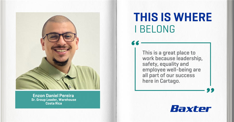 Enzon Daniel Pereira, Sr. Group Leader, Warehouse Cartago - THIS IS WHERE I BELONG - This is a great place to work because leadership, safety, equality and employee well-being are all part of our success here in Cartago.
