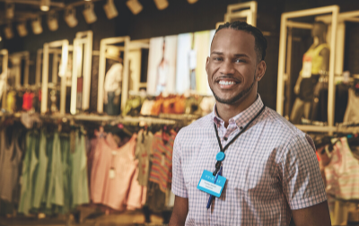 Franklin working in a Primark store