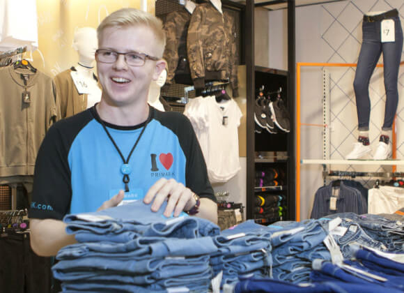 Ethan working in a Primark store