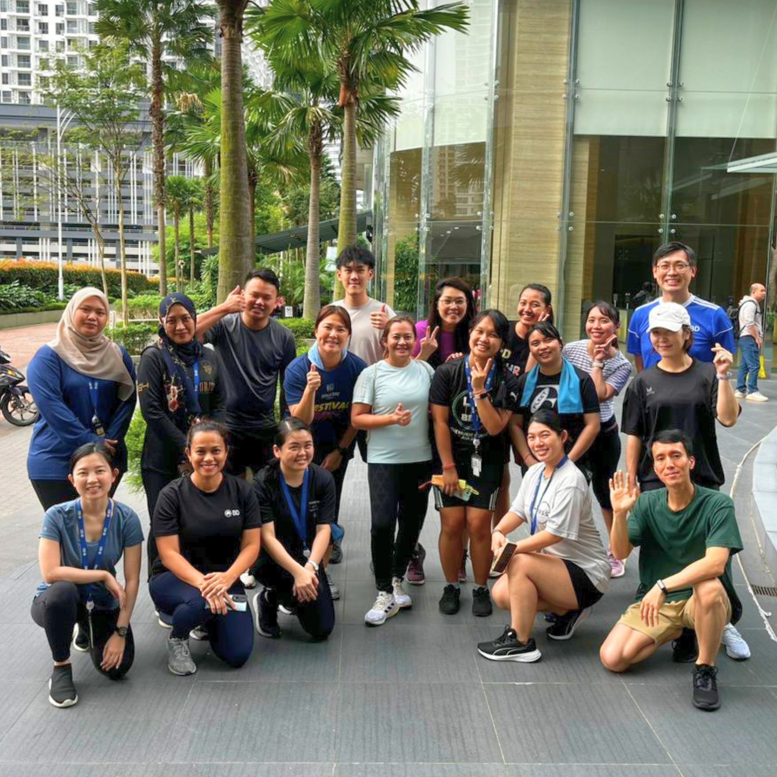 BD associates participating in a wellness activity outdoors.