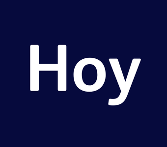 La palabra &ldquo;Hoy&rdquo; mostrada en texto blanco sobre un fondo azul oscuro.