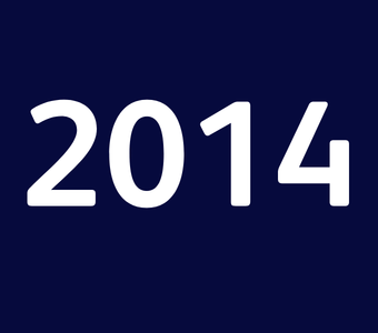 The year &ldquo;2014&rdquo; displayed in white text on a dark blue background.