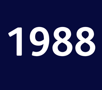 The year &ldquo;1988&rdquo; displayed in white text on a dark blue background.