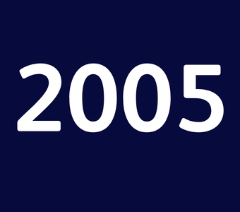 The year &ldquo;2005&rdquo; displayed in white text on a dark blue background.