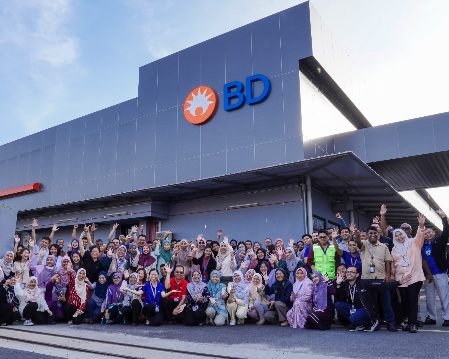 Large group of BD associates gathered outside BD Kulim facility