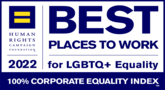 Human Rights Campaign's Best Places to work for LGBTQ equality award in 2022