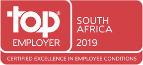 The top employer award for South Africa in 2019. Certified excellence in employee conditions.