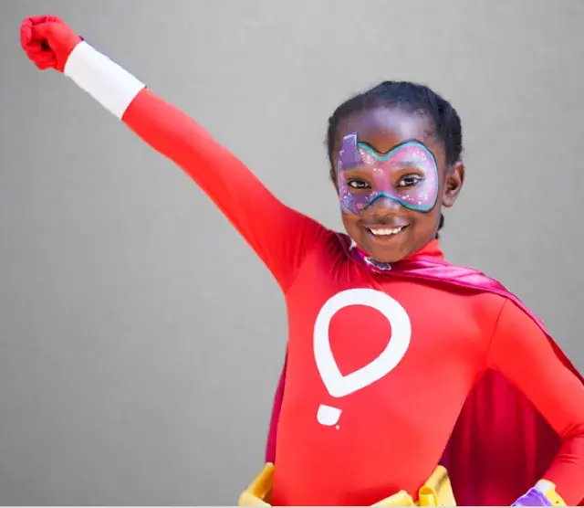 child with facepaint and costume