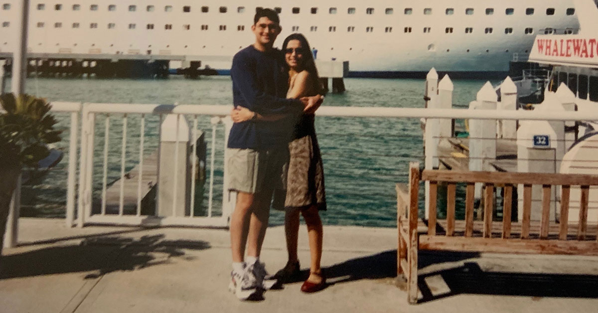 Oz Parvaiz and his wife 20 years ago on their honeymoon