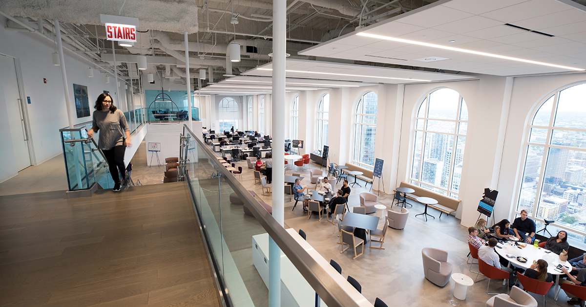 Capital One Chicago office location open seating area