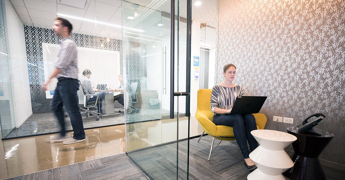 Capital One associates in the private rooms in Capital One