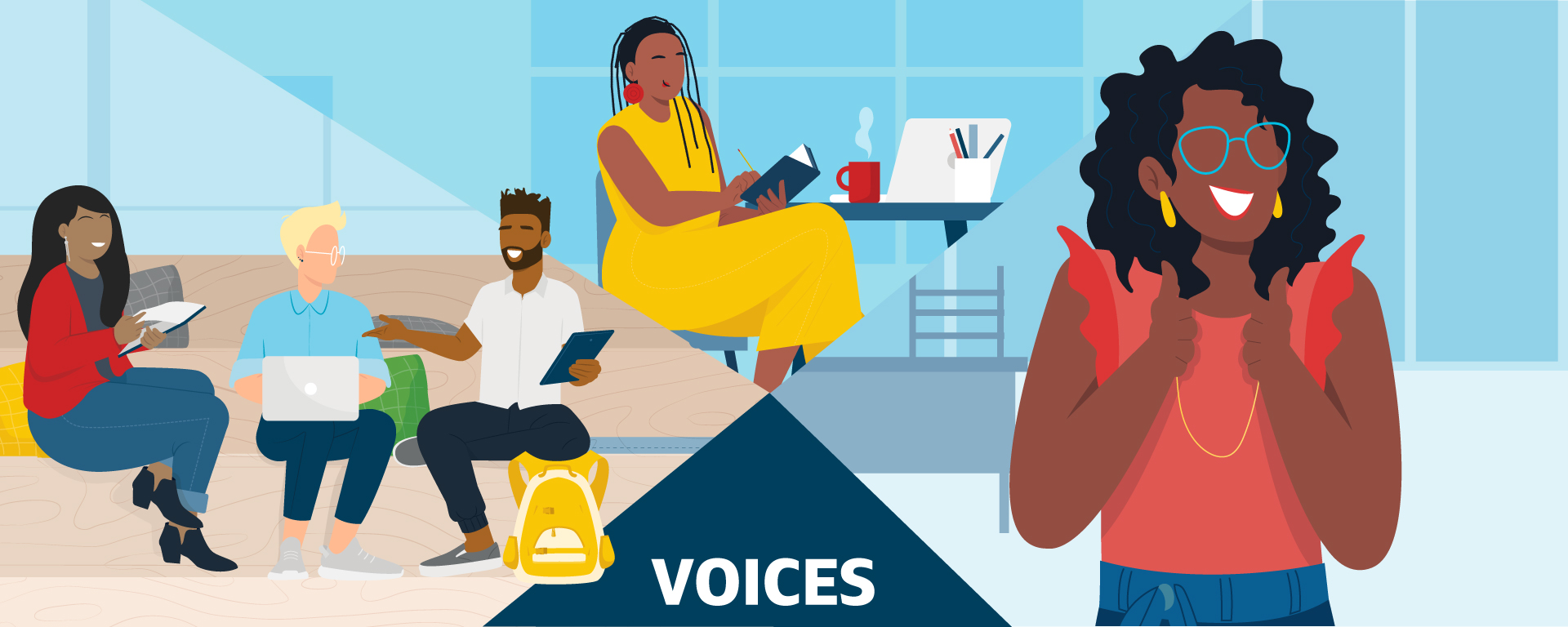 A collage of 3 animated images of Capital One Black associates with the title "VOICES"