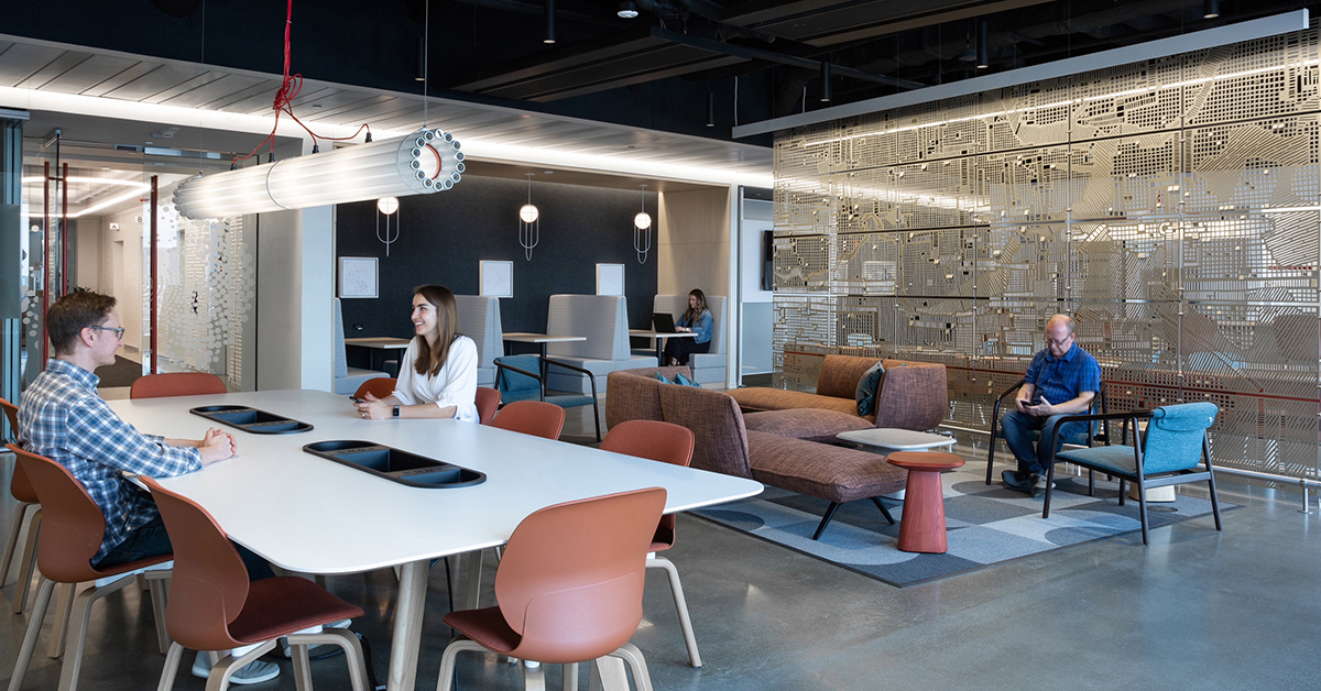 An open seating area inside Capital One