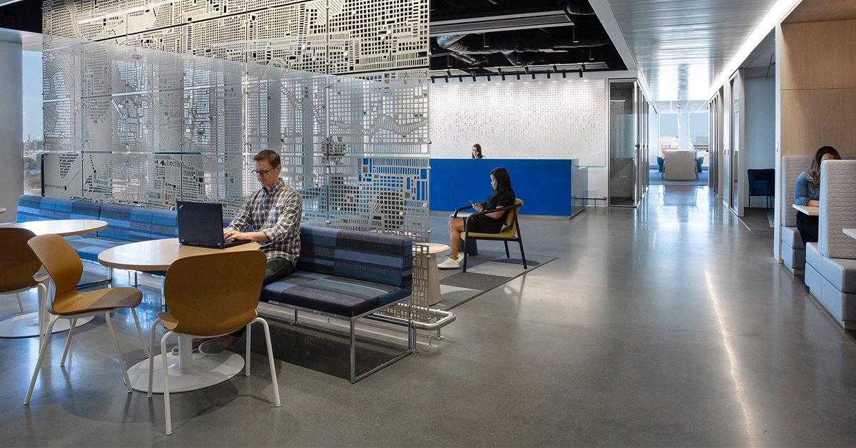 An open seating area inside Capital One