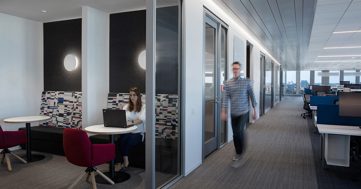 An open seating area inside Capital One