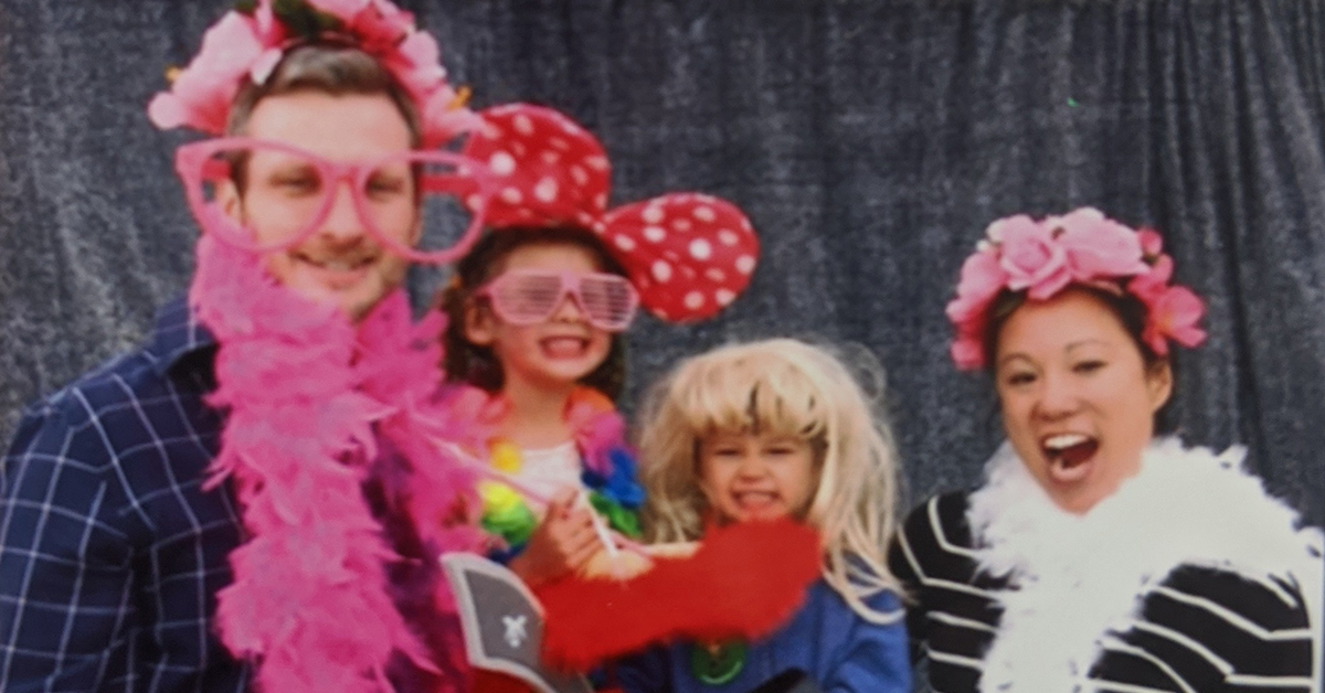Capital One Canada President Patrick Ens plays dress up with his wife and two children