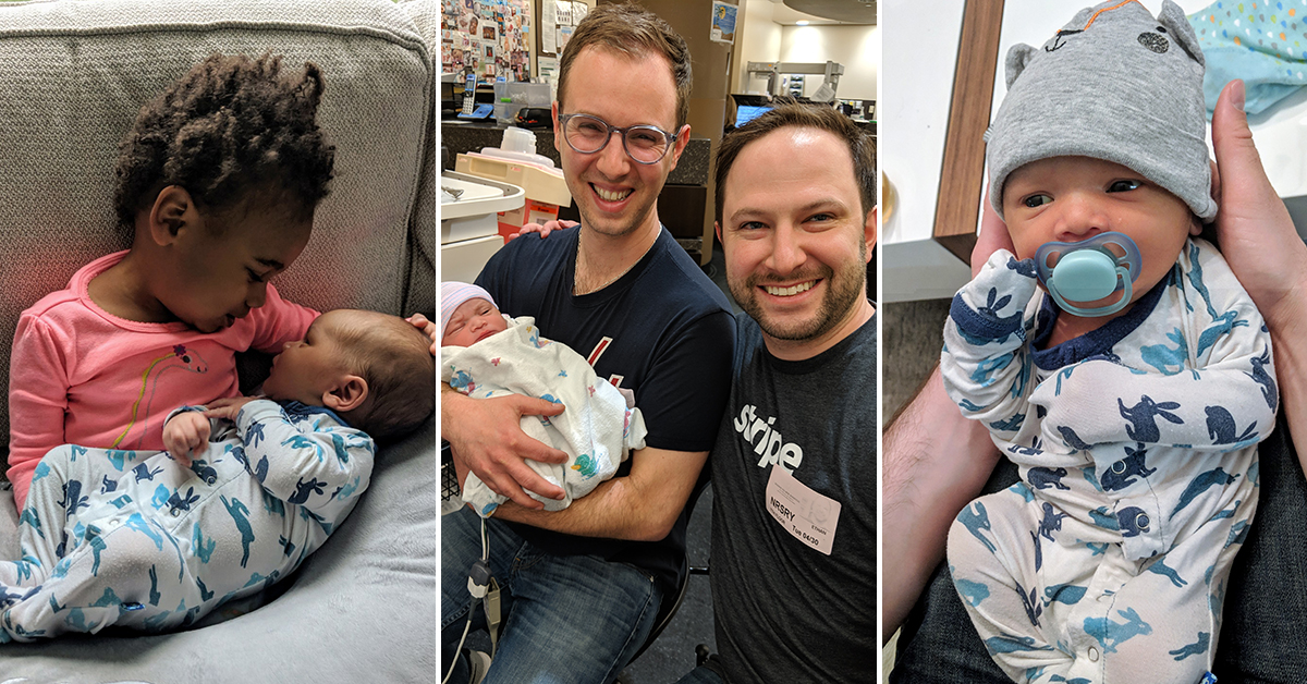 Ethan, a Capital One associate, and his husband bringing home their second adopted child