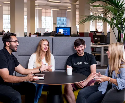 employees meeting at a table