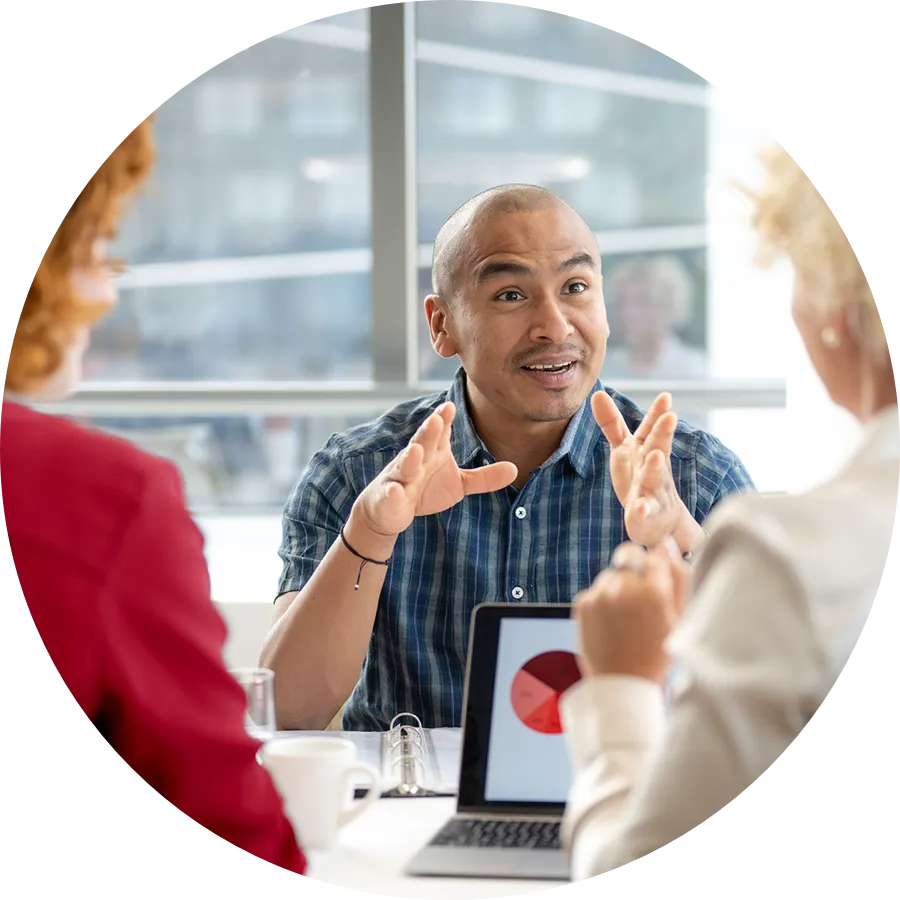 Employee talking with each other