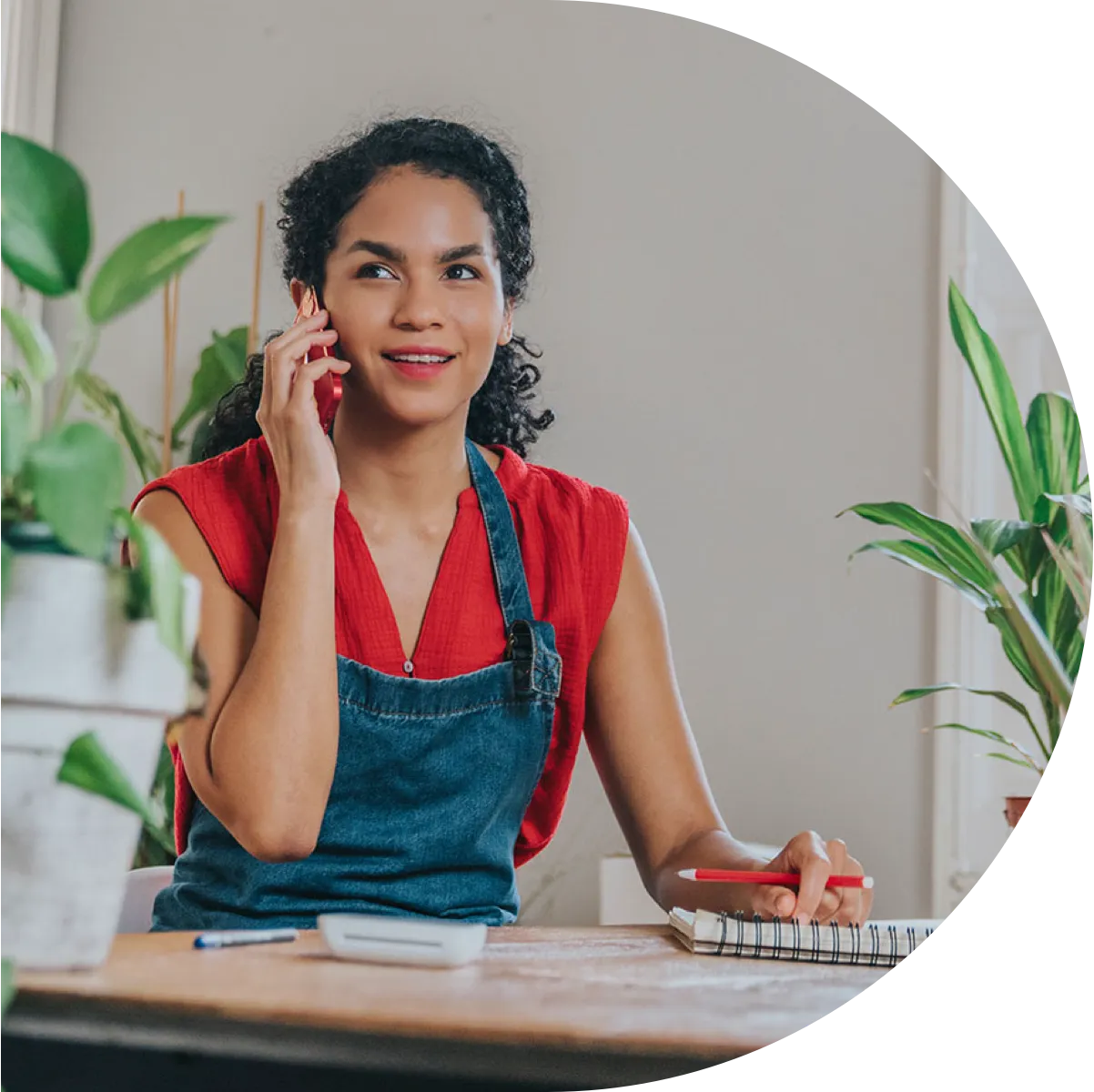 Woman talking on phone