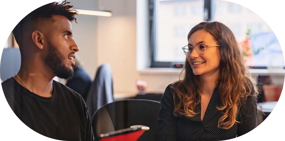 Employee talking with each other