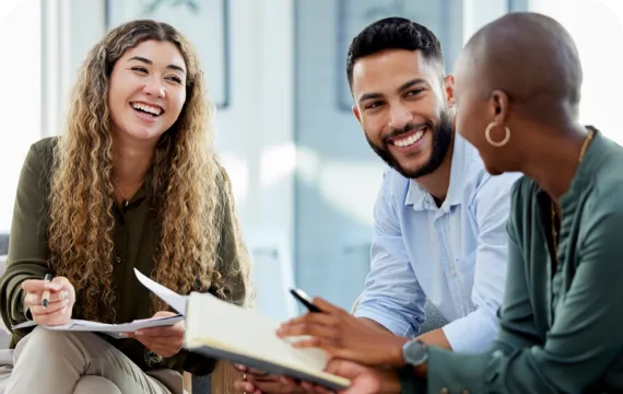 Team members sitting together