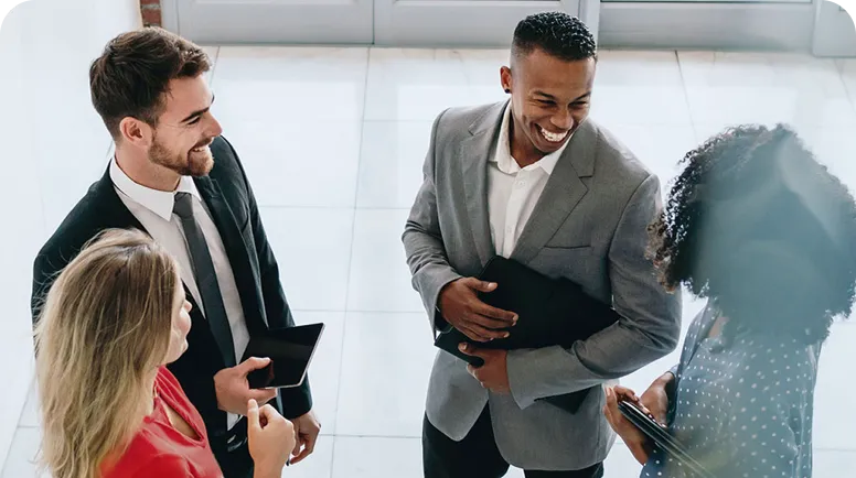 Employees talking with each other