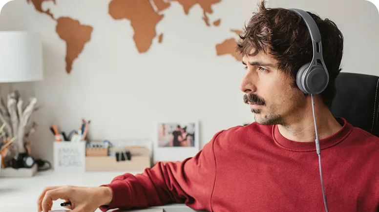 Person wearing headphone